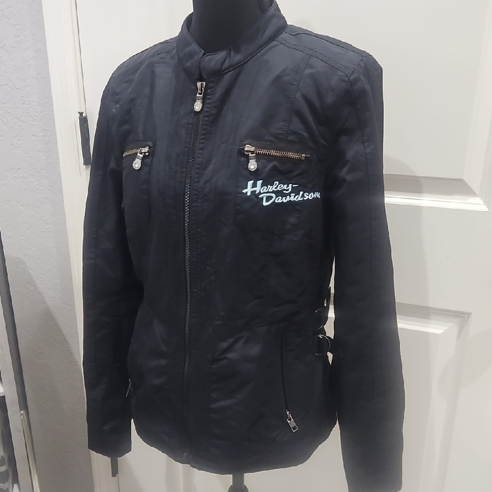 Harley-Davidson Black and Yellow Graphic Bomber Jacket keeps you stylish & warm